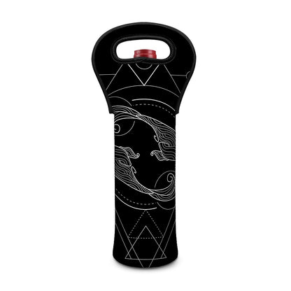 Black And White Pisces Sign Print Single Neoprene Wine Tote
