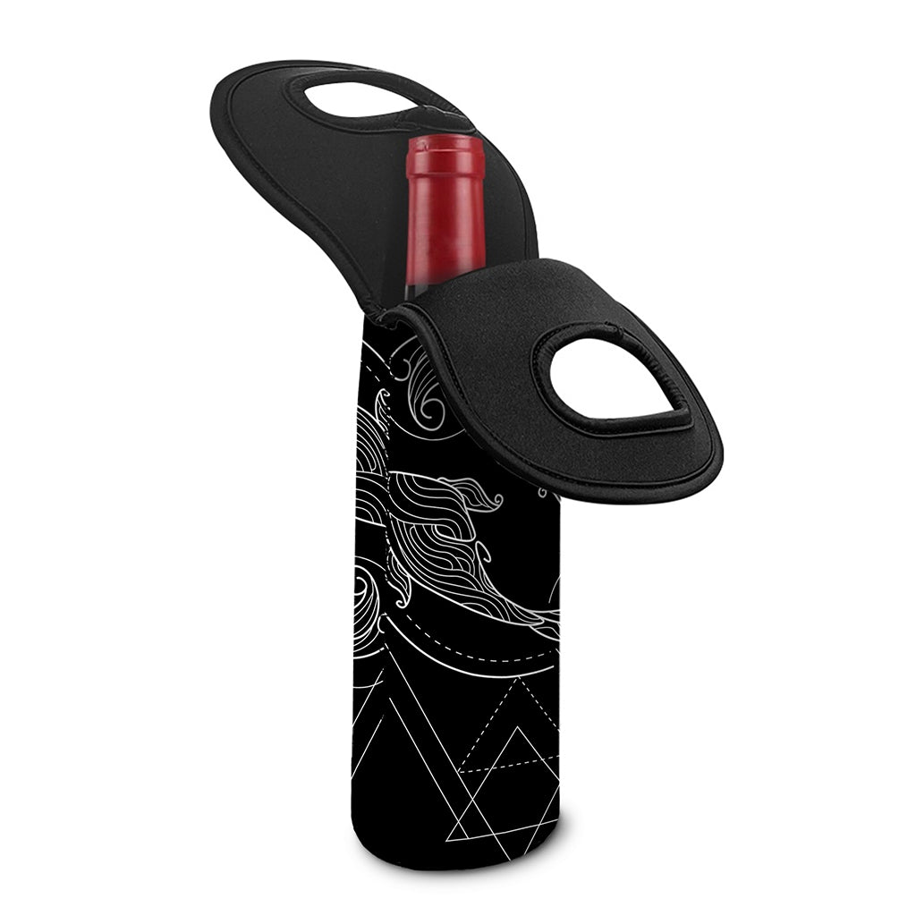 Black And White Pisces Sign Print Single Neoprene Wine Tote