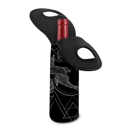 Black And White Pisces Sign Print Single Neoprene Wine Tote