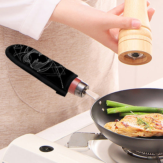 Black And White Pisces Sign Print Skillet Handle Cover