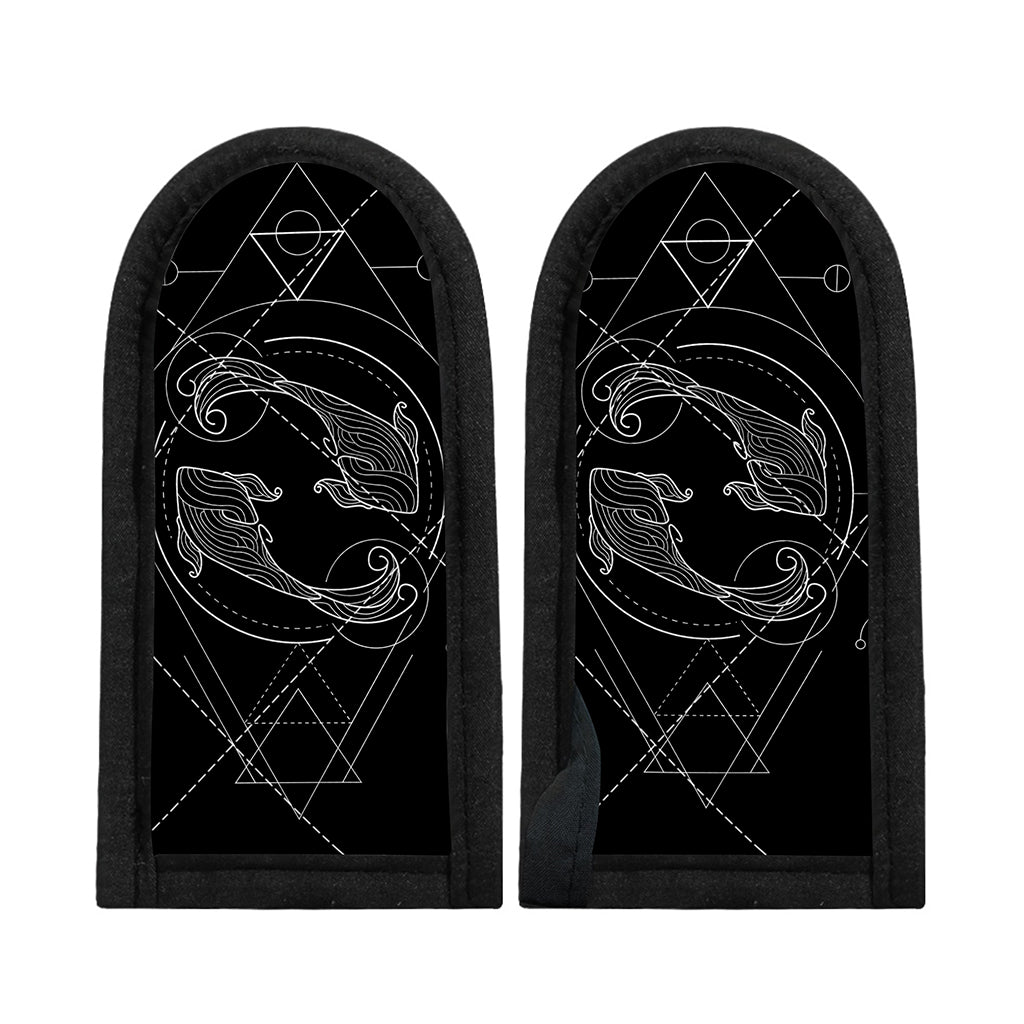Black And White Pisces Sign Print Skillet Handle Cover
