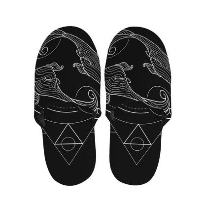 Black And White Pisces Sign Print Slippers