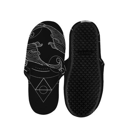 Black And White Pisces Sign Print Slippers