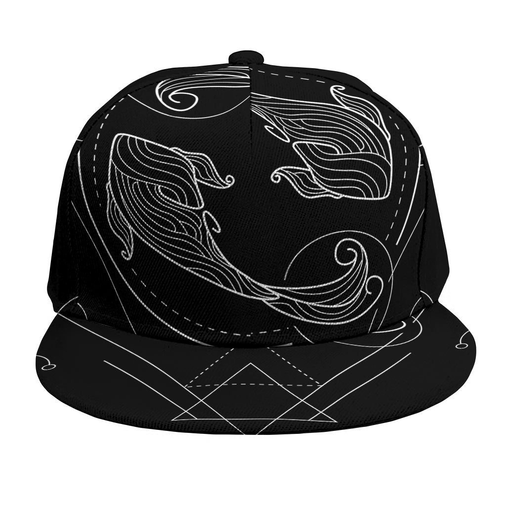 Black And White Pisces Sign Print Snapback Cap