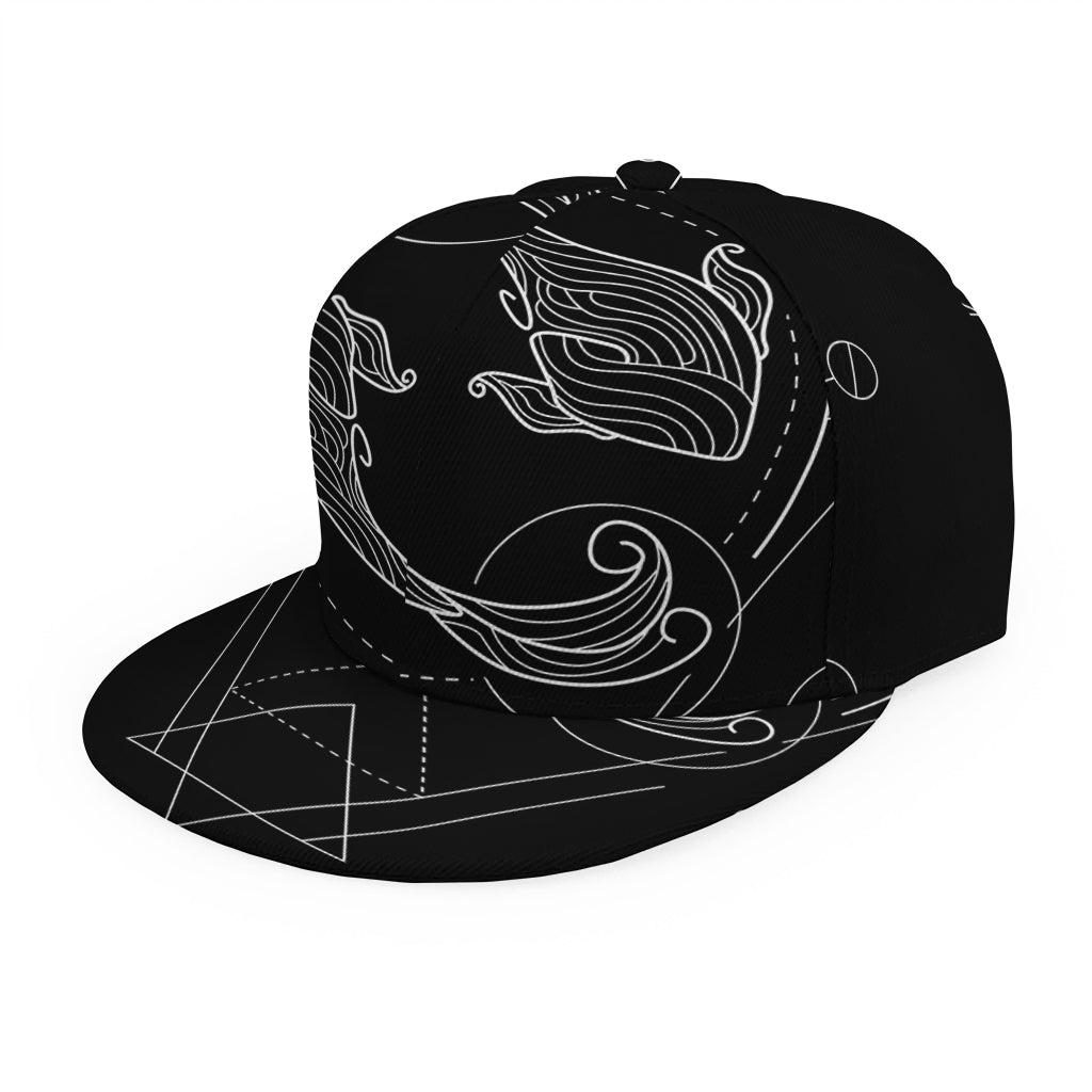 Black And White Pisces Sign Print Snapback Cap