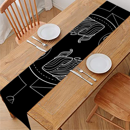 Black And White Pisces Sign Print Table Runner