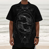 Black And White Pisces Sign Print Textured Short Sleeve Shirt