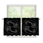 Black And White Pisces Sign Print Tier Curtains