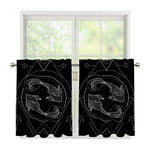 Black And White Pisces Sign Print Tier Curtains