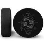 Black And White Pisces Sign Print Tire Cover