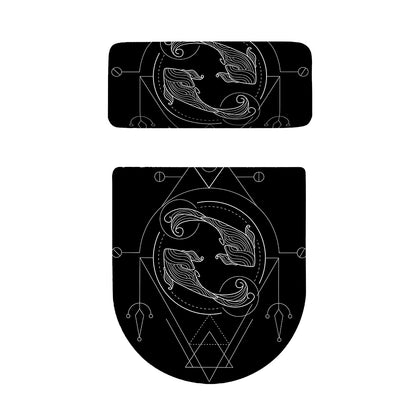 Black And White Pisces Sign Print Toilet Lid And Tank Cover Set