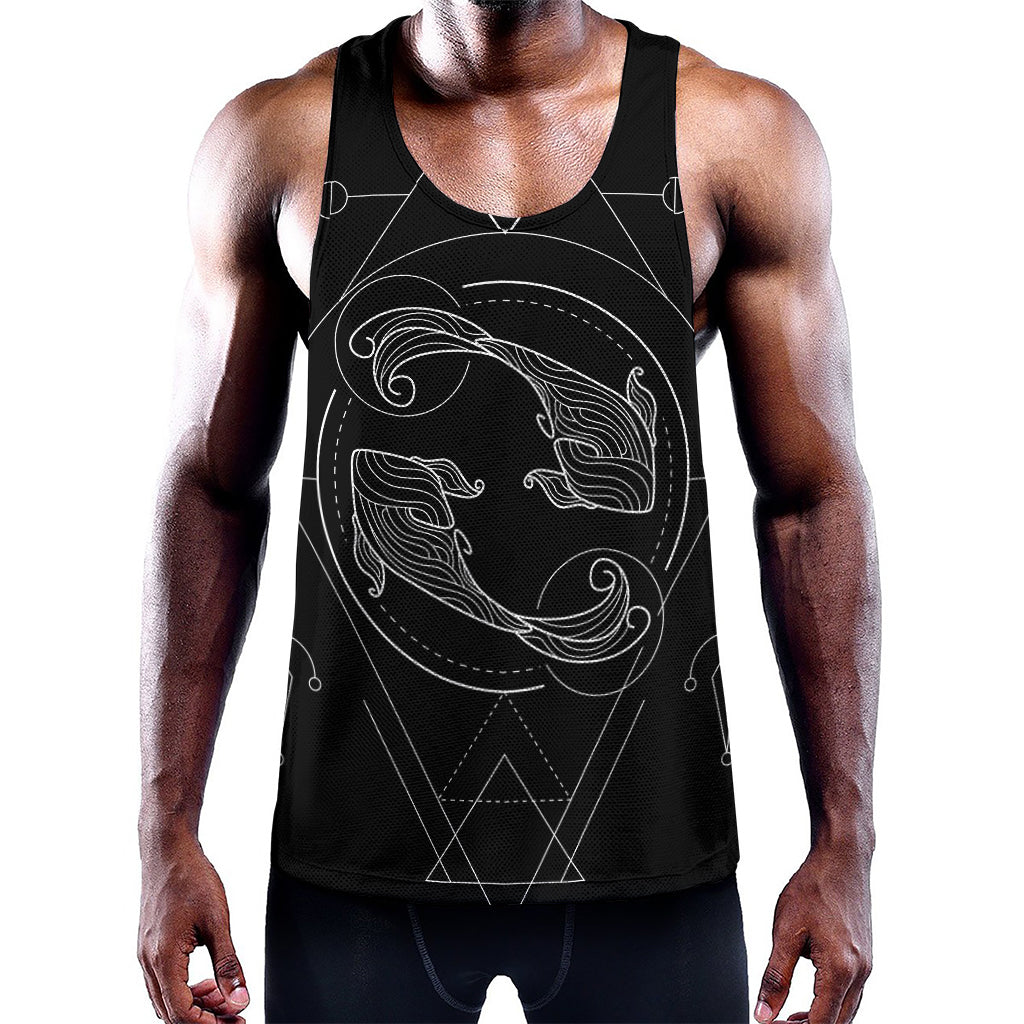 Black And White Pisces Sign Print Training Tank Top