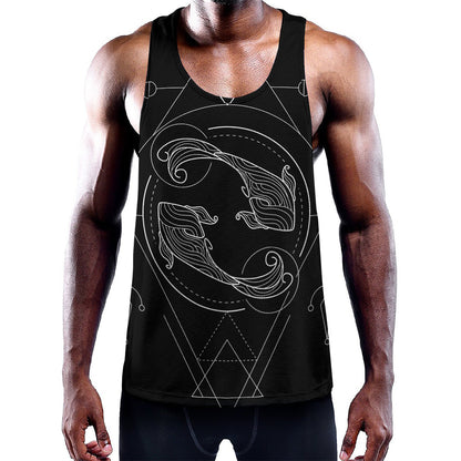 Black And White Pisces Sign Print Training Tank Top