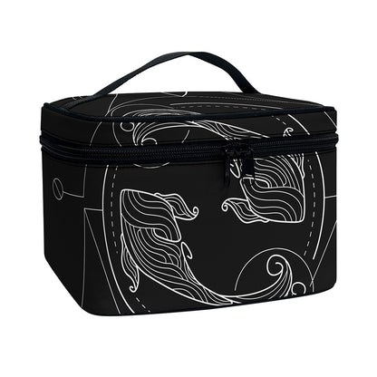 Black And White Pisces Sign Print Travel Makeup Bag