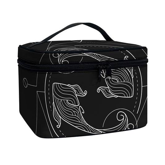 Black And White Pisces Sign Print Travel Makeup Bag