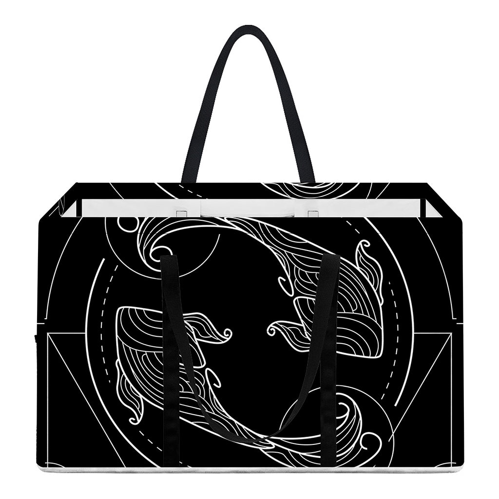Black And White Pisces Sign Print Utility Tote Bag