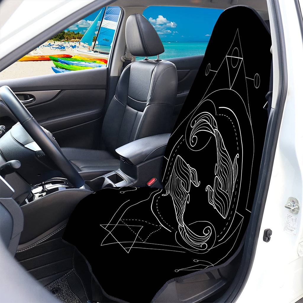 Black And White Pisces Sign Print Waterproof Car Seat Cover