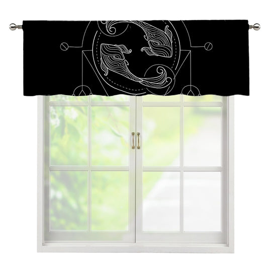 Black And White Pisces Sign Print Window Valance