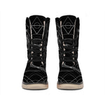 Black And White Pisces Sign Print Winter Boots