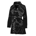 Black And White Pisces Sign Print Women's Bathrobe
