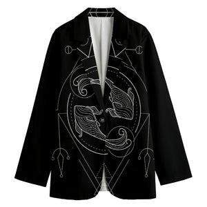 Black And White Pisces Sign Print Women's Blazer