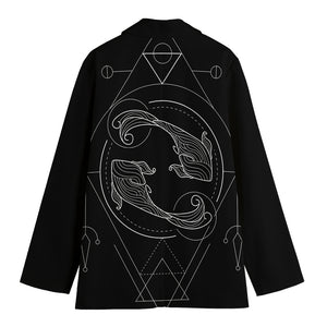 Black And White Pisces Sign Print Women's Blazer