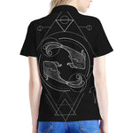 Black And White Pisces Sign Print Women's Polo Shirt