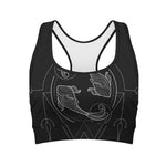 Black And White Pisces Sign Print Women's Sports Bra