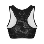 Black And White Pisces Sign Print Women's Sports Bra
