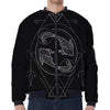 Black And White Pisces Sign Print Zip Sleeve Bomber Jacket