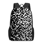 Black And White Pixel Pattern Print 17 Inch Backpack