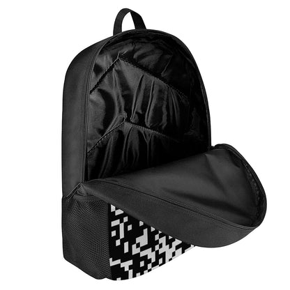 Black And White Pixel Pattern Print 17 Inch Backpack