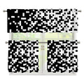 Black And White Pixel Pattern Print 3 Piece Kitchen Curtains