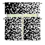 Black And White Pixel Pattern Print 3 Piece Kitchen Curtains