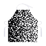 Black And White Pixel Pattern Print Adjustable Apron