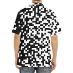 Black And White Pixel Pattern Print Aloha Shirt