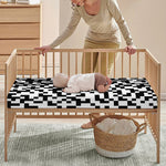Black And White Pixel Pattern Print Baby Crib Sheet