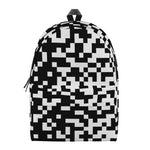 Black And White Pixel Pattern Print Backpack