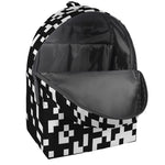 Black And White Pixel Pattern Print Backpack