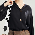 Black And White Pixel Pattern Print Bag Strap