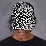 Black And White Pixel Pattern Print Baseball Cap