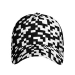 Black And White Pixel Pattern Print Baseball Cap