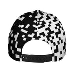 Black And White Pixel Pattern Print Baseball Cap