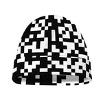 Black And White Pixel Pattern Print Beanie