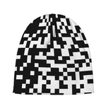 Black And White Pixel Pattern Print Beanie