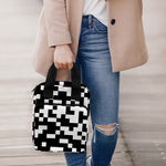 Black And White Pixel Pattern Print Bible Tote Bag