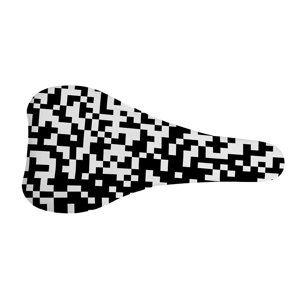Black And White Pixel Pattern Print Bicycle Seat Cover