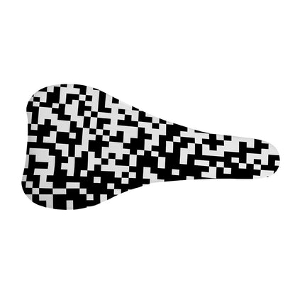 Black And White Pixel Pattern Print Bicycle Seat Cover