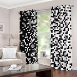 Black And White Pixel Pattern Print Blackout Grommet Curtains
