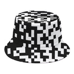 Black And White Pixel Pattern Print Bucket Hat